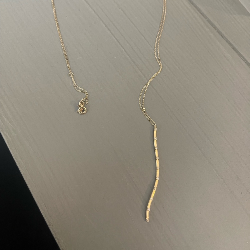 14k diamond bar necklace